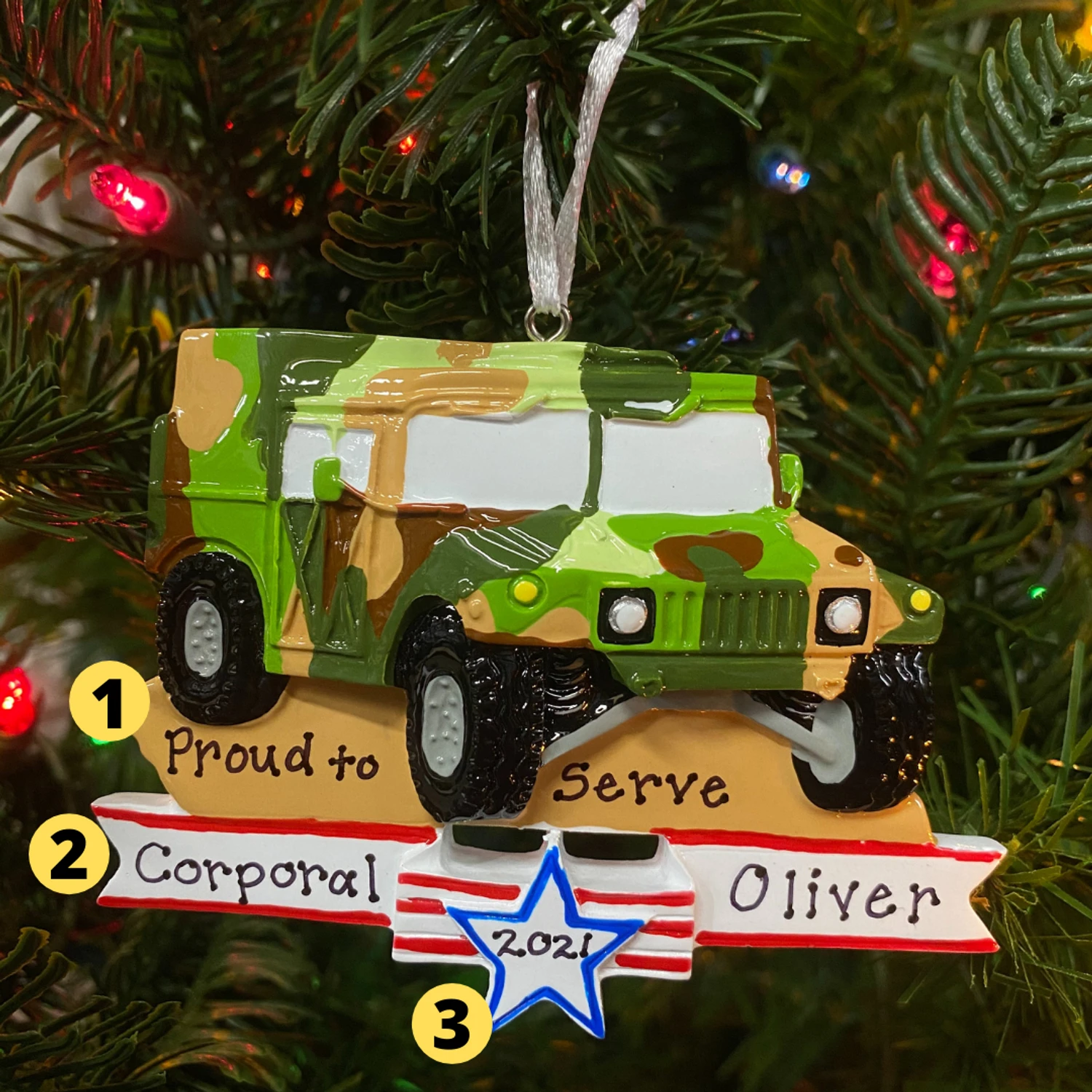 Armed Forces Military Humvee Personalized Christmas Ornament OR1395 3 Armed Forces Military Humvee Personalized Christmas Ornament OR1395