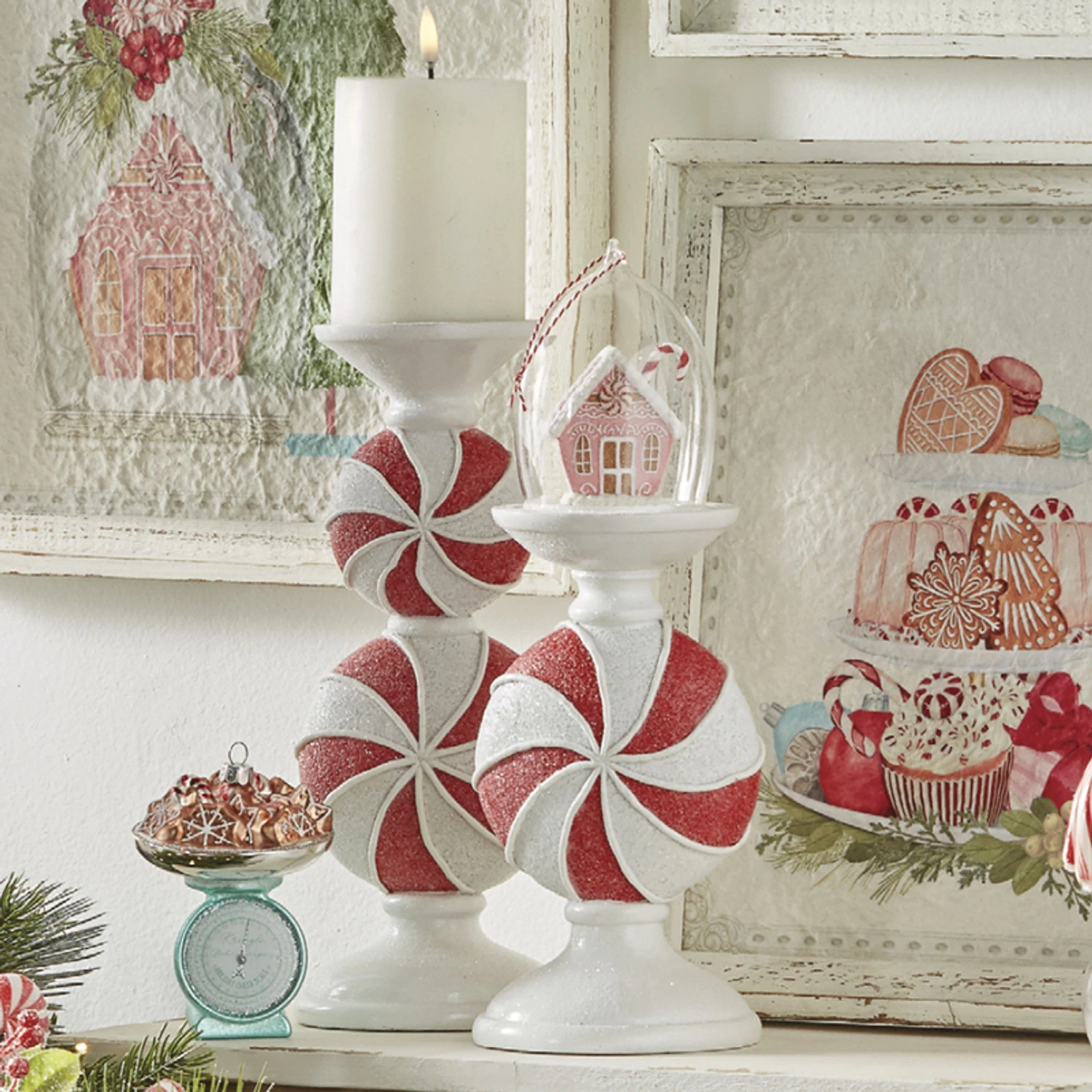 Raz Peppermint Candy Christmas Candle Holder 4111132 3 Raz Peppermint Candy Christmas Candle Holder 4111132