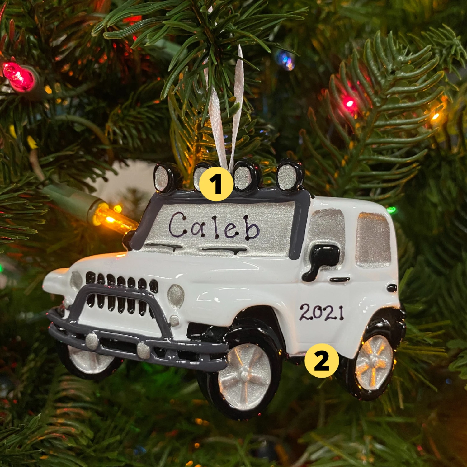 White Jeep 4X4 Personalized Christmas Ornament White OR1763-W 3 White Jeep 4X4 Personalized Christmas Ornament White OR1763-W