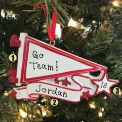 Glittered Red Sports Pennant Personalized Christmas Ornament OR1558-RD -Christmas Decorations apiuiebch 63471.1646091907