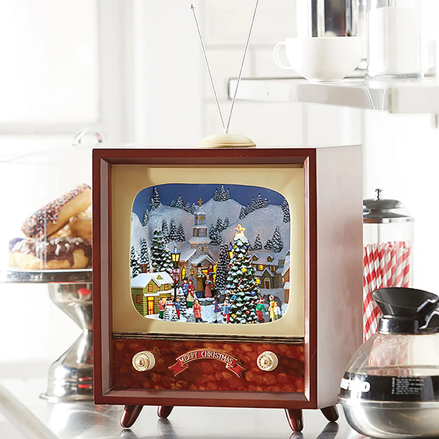 Raz 22" Musical Animated Retro Television TV Christmas Figure 3816449 3 Raz 22" Musical Animated Retro Television TV Christmas Figure 3816449