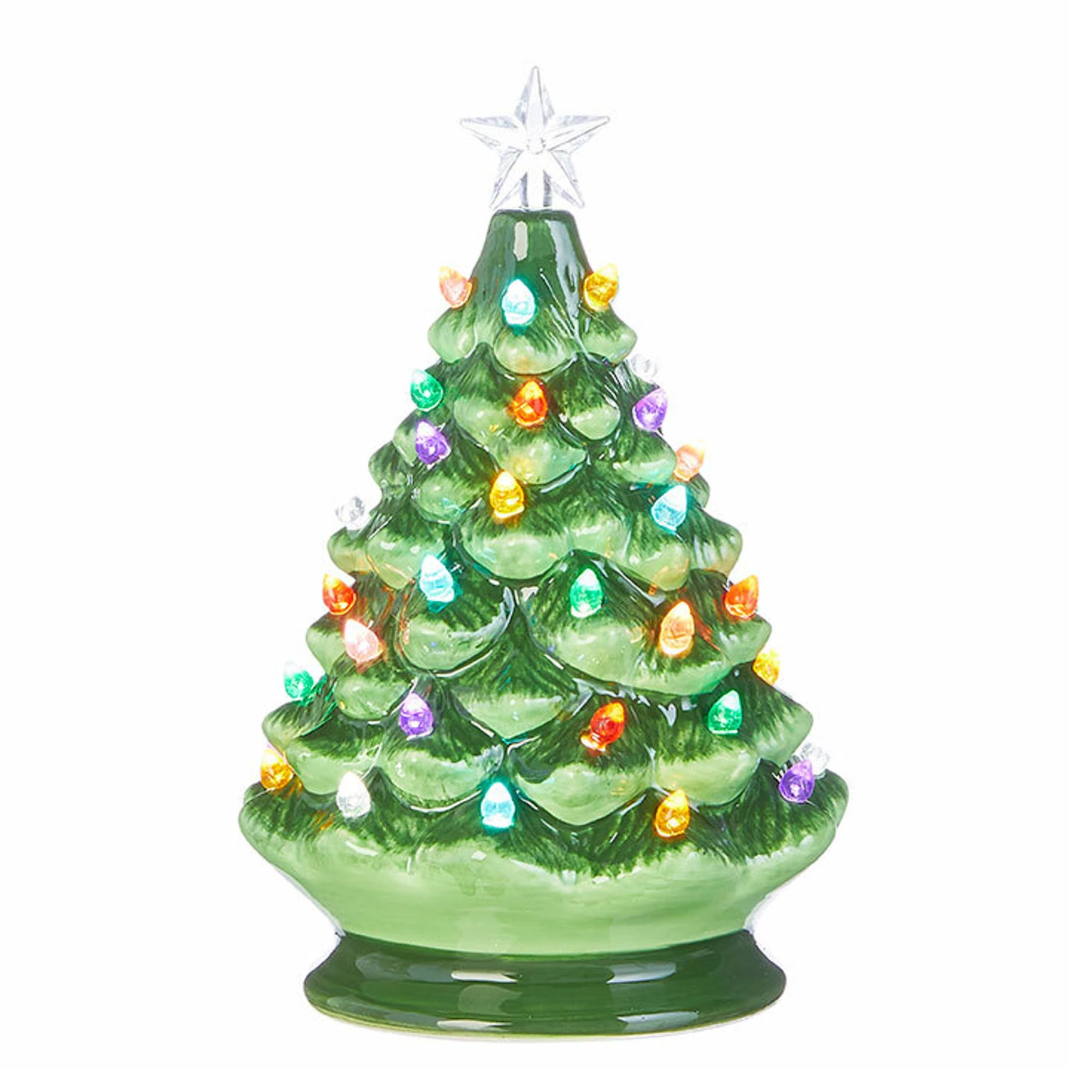 Raz 8", 13", Or 17" Battery Operated Lighted Green Ceramic Christmas Tree 4 Raz 8", 13", Or 17" Battery Operated Lighted Green Ceramic Christmas Tree - Image 2