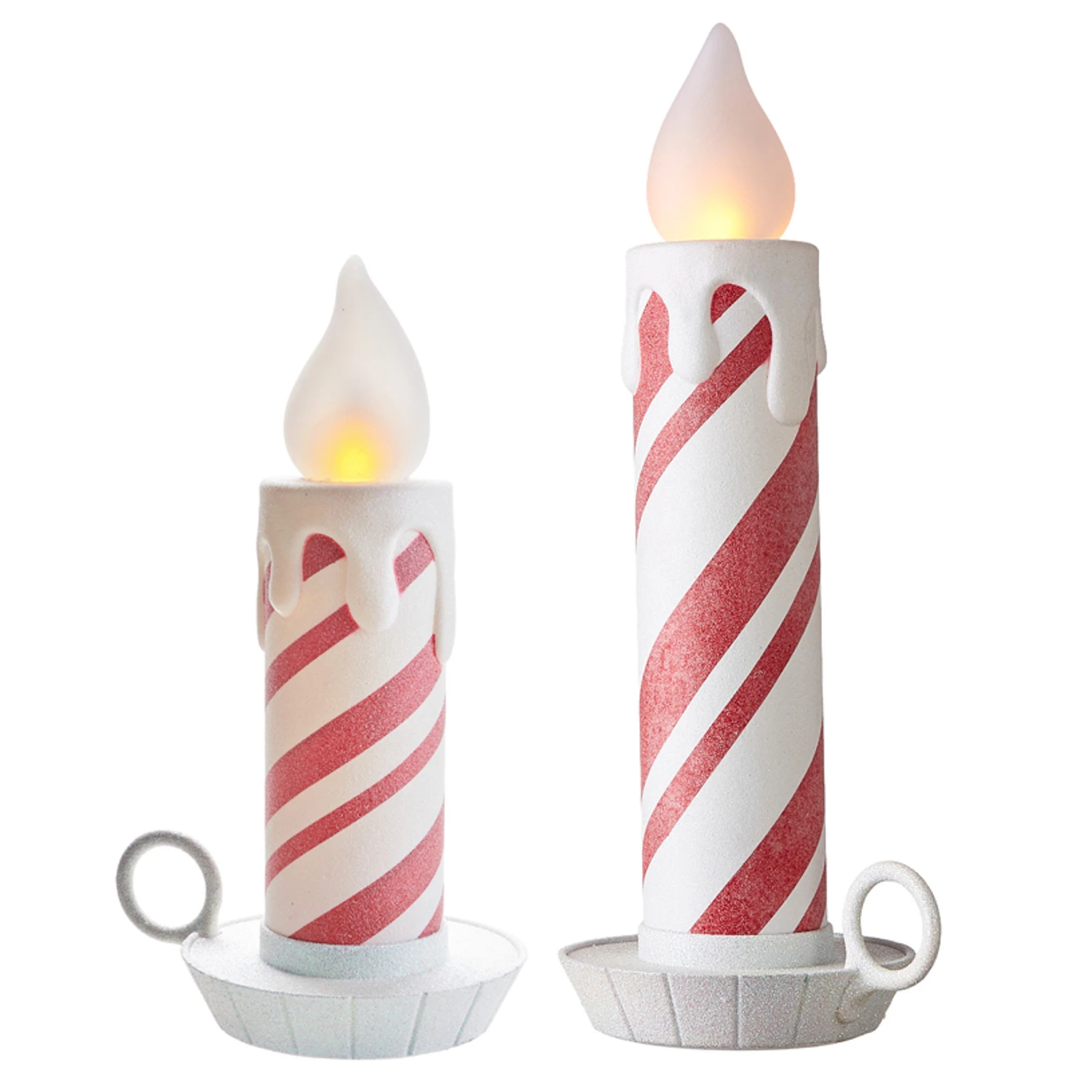 Raz 17.5" Or 22.5" Battery Operated Peppermint Striped Large Candle Christmas Decoration 3 Raz 17.5" Or 22.5" Battery Operated Peppermint Striped Large Candle Christmas Decoration