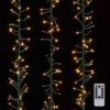 Raz 15' Battery Operated Cluster Garland Green Wire With White Compact Christmas Lights G3937045