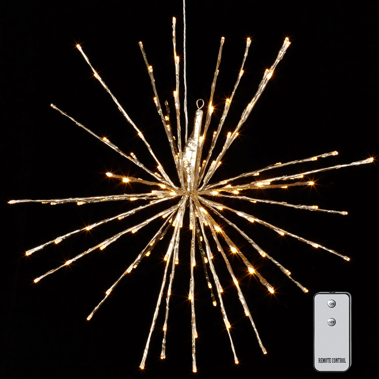 Raz 17", 23", Or 27.5" Gold LED Lighted Starburst With Remote Christmas Decorations 7 Raz 17", 23", Or 27.5" Gold LED Lighted Starburst With Remote Christmas Decorations - Image 5