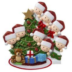 Family Of 8 Around The Christmas Tree Personalized Ornament OR1789-8 -Christmas Decorations apizlv3ja 98220.1646091893