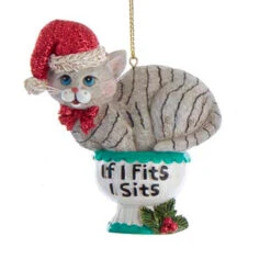 Kurt Adler 3.25" "If I Fits, I Sits" Cat Christmas Ornaments E0599 -Christmas Decorations e0599b 32018.1677698899