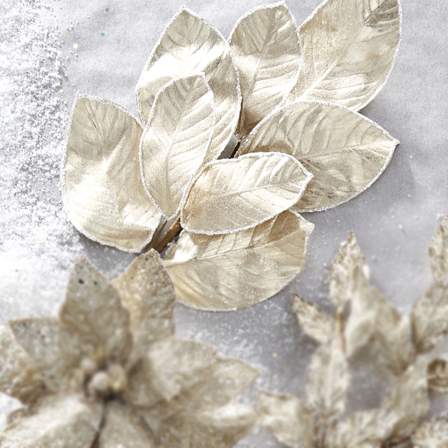 Raz 27" Gold Glittered Magnolia Leaf Christmas Tree Spray F4206770 3 Raz 27" Gold Glittered Magnolia Leaf Christmas Tree Spray F4206770