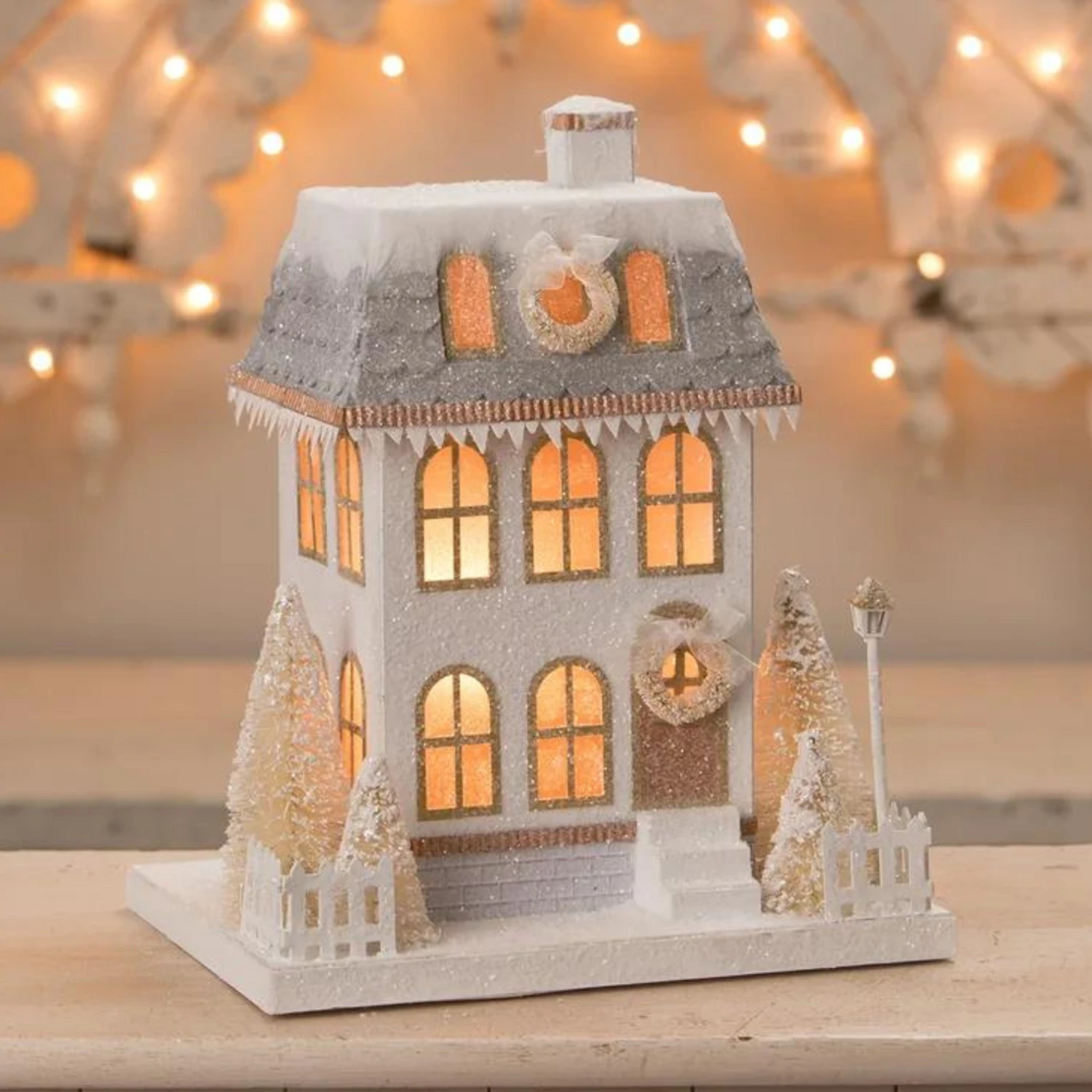 Bethany Lowe Metallic Gold, White, And Silver Glittered Christmas Buildings 5 Bethany Lowe Metallic Gold, White, And Silver Glittered Christmas Buildings - Image 3